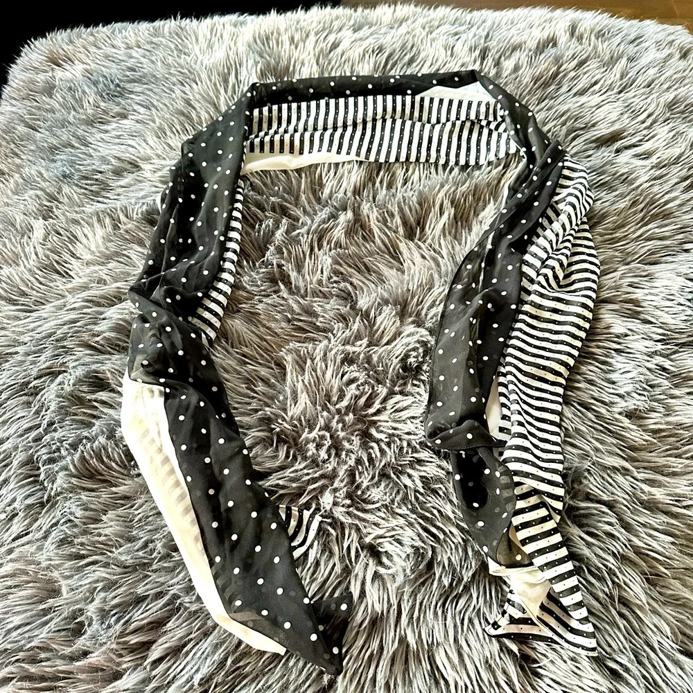 Black and white striped/polka dot scarf